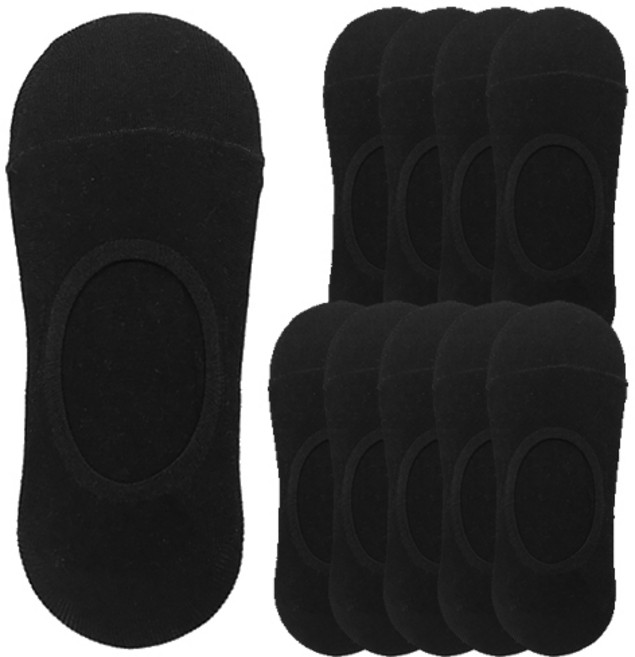 양말공장 남성용 자물쇠밴드 스포츠 페이크삭스 세트, 블랙, 10개