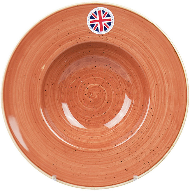 CHURCHiLL Stonecast 寬邊義大利麵碗 中型 24cm, 香料橘, 1個