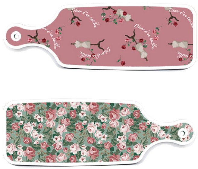 로엠디자인 서빙 도마 2p 흑록색가든플라워 세트, 흑록색가든플라워, 자색아트클립, 1세트