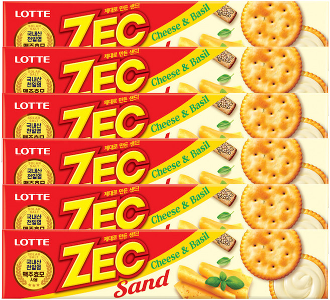 롯데제과 제크샌드 치즈앤바질, 55g, 6개