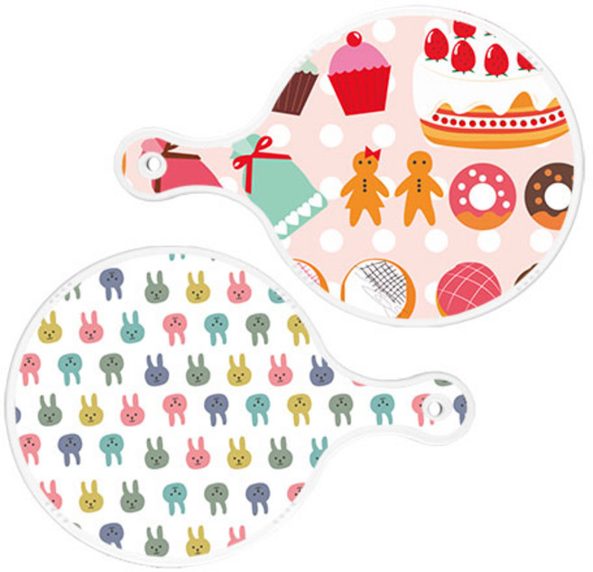 로엠디자인 원형 서빙 도마 보드 2p 꼬마도넛 세트, 꼬마도넛, 토끼, 1세트