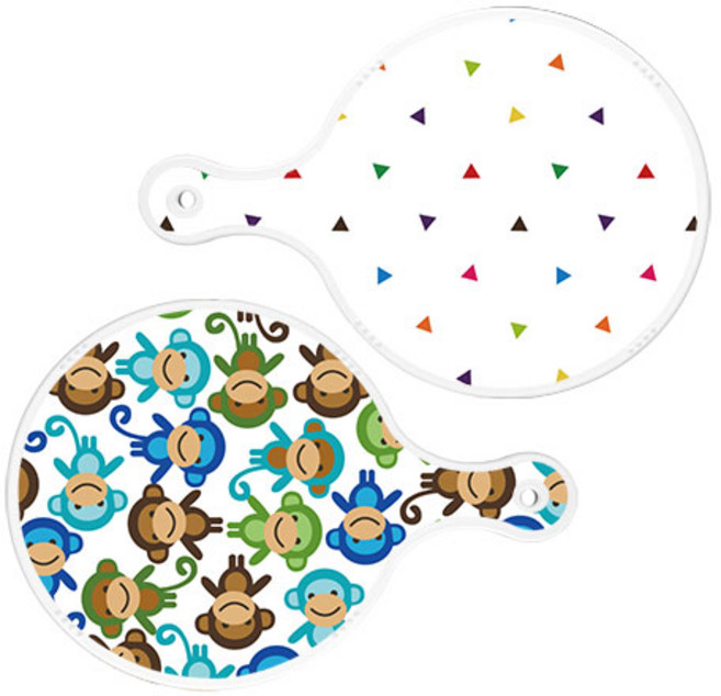 로엠디자인 원형 서빙 도마 보드 2p 세모점 세트, 세모점, 원숭이, 1세트