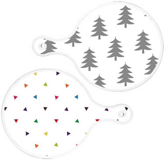 로엠디자인 원형 서빙 도마 보드 2p 숲패턴3 세트, 숲패턴3, 세모점, 1세트