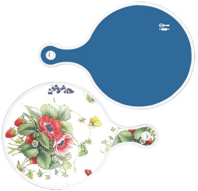 로엠디자인 원형 서빙 도마보드 다크블루 2p세트, 다크블루 + 산딸기아트웍, 1세트