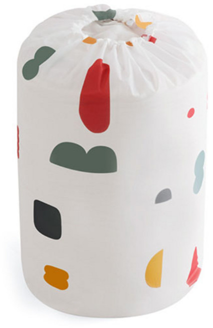 마켓감성 PEVA 원형 방수 옷이불 정리백, 기하학무늬, S(32 x 70 cm), 1개