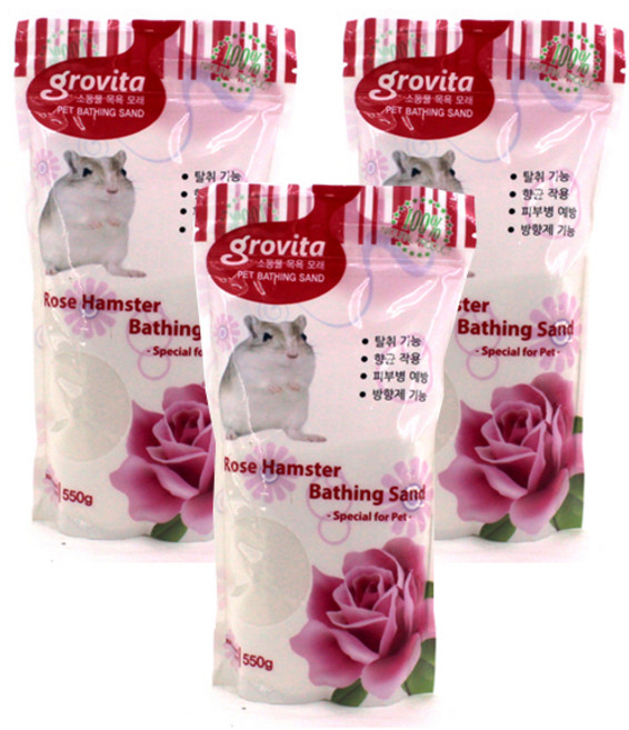 그로비타 햄스터 목욕모래 장미향, 550g, 3개