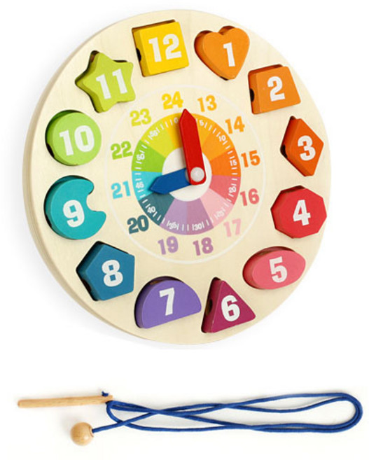 우드피아 원목블럭 실꿰기 시계놀이, 1세트