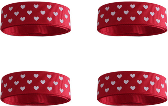 티나피크닉 골지하트리본끈 4p, 빨강, 200cm