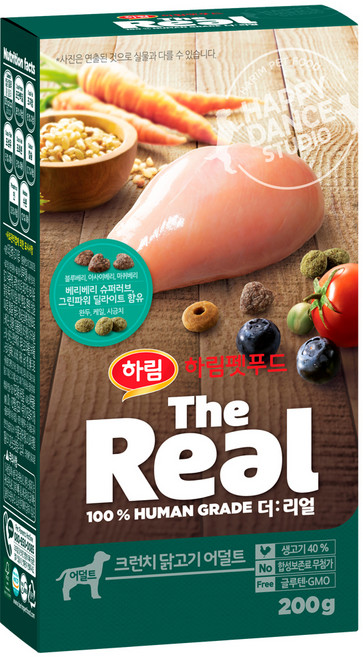 하림펫푸드 어덜트 강아지 더리얼 크런치 건식사료, 닭, 200g, 1개