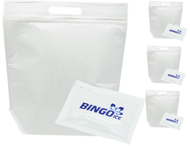 도나앤데코 도시락포장 손잡이 은박보냉백 대 4p + 아이스팩 4p, 화이트, 1세트