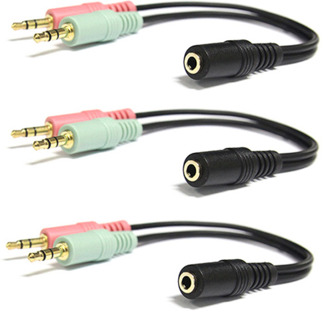 에이치디탑 3극 Y 4극 스테레오 케이블 15cm, HT-Y2S15, 3개, 혼합 색상