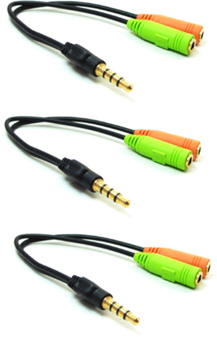 에이치디탑 4극 3.5 스테레오 Y 케이블 15cm, HT-SY15, 혼합 색상, 3개