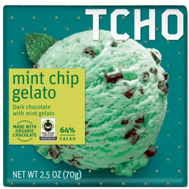 초초코 TCHO 유기농 민트칩 젤라토 초콜릿 바, 70g, 1개