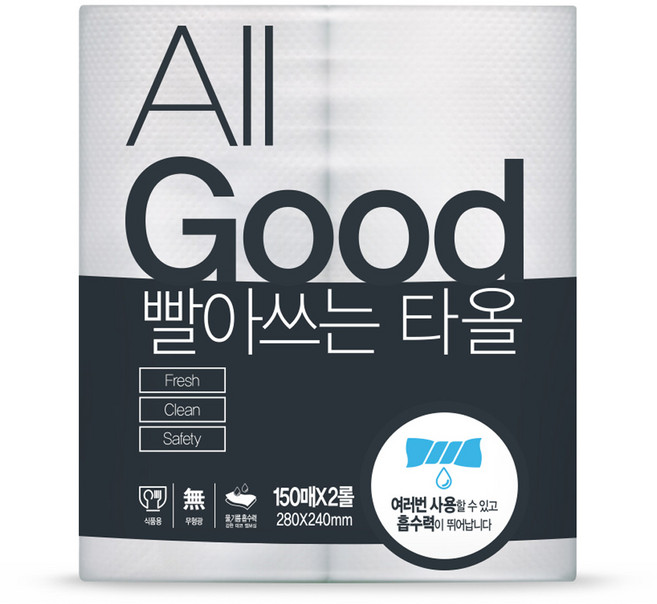 올굿 빨아쓰는 타올 150매, 2개입, 1개