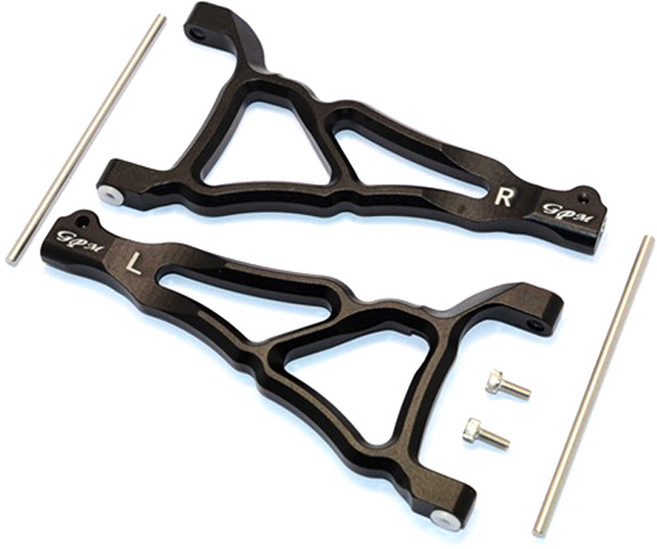 GPM ALUMINIUM FRONT UPPER SUSPENSION ARM 1PR 세트 FOR E-REVO 560871/ REVO/ SUMMIT, BK, 1세트