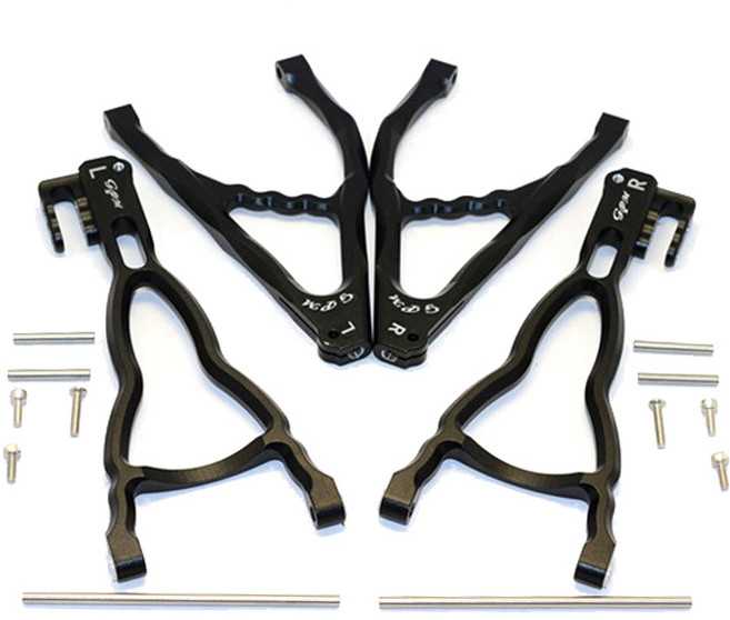 GPM ALUMINIUM REAR UPPER + LOWER SUSPENSION ARM 4p 세트 FOR E-REVO 560871/REVO/SUMMIT 전용, BK, 1세트