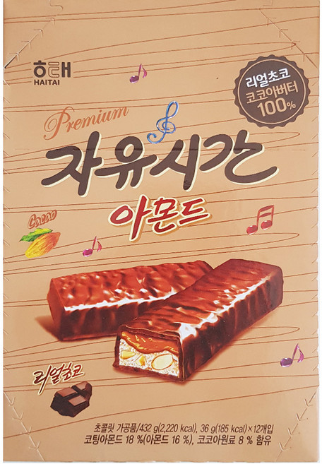 자유시간 아몬드 초코바, 36g, 12개