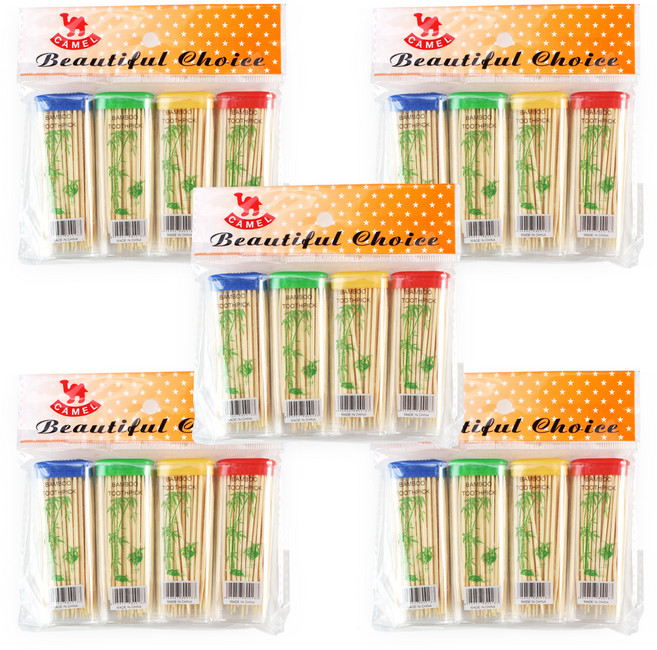 블룸엣홈 휴대용 가는 대나무 양면 이쑤시개 60p, 4개, 5개