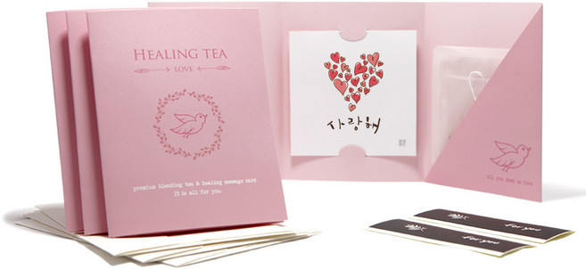 1AM 힐링티 사랑 루비 캐모마일 티백 + 사랑해 빅하트 미니카드 세트, 1세트