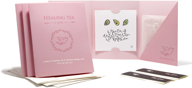 1AM 힐링티 사랑 루비 캐모마일 티백 + 나보다더나를사랑하는 나뭇잎 미니카드 세트, 1세트