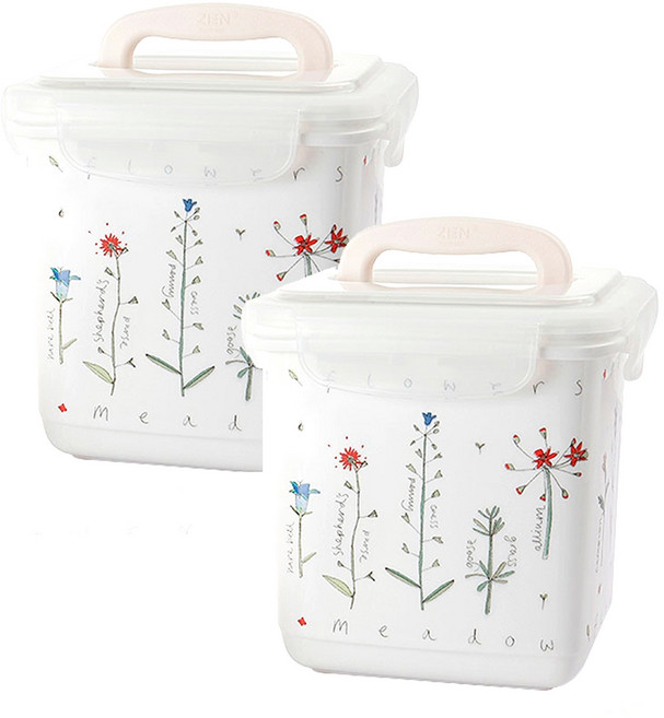 韓國 ZEN Zen Meadow Flower 保鮮盒 5.7L, 2個, 容器 2入