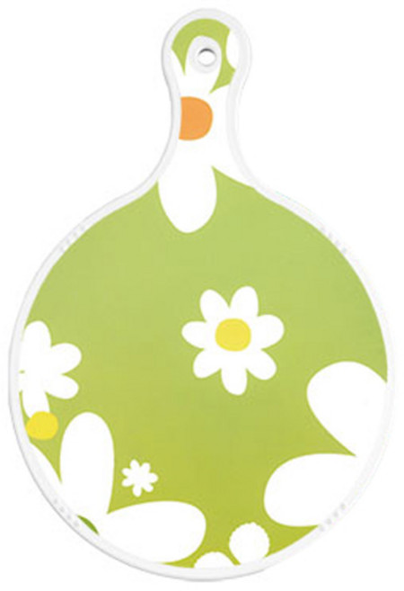 로엠디자인 양면 원형 서빙 도마 보드, floral design하얀개나리 + 옥색넝쿨로즈, 1개