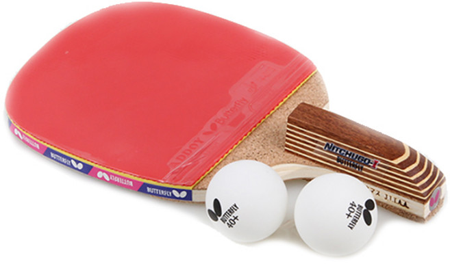 버터플라이 펜홀더 라켓 NITCHUGO-1 + 탁구공 2p, 1세트