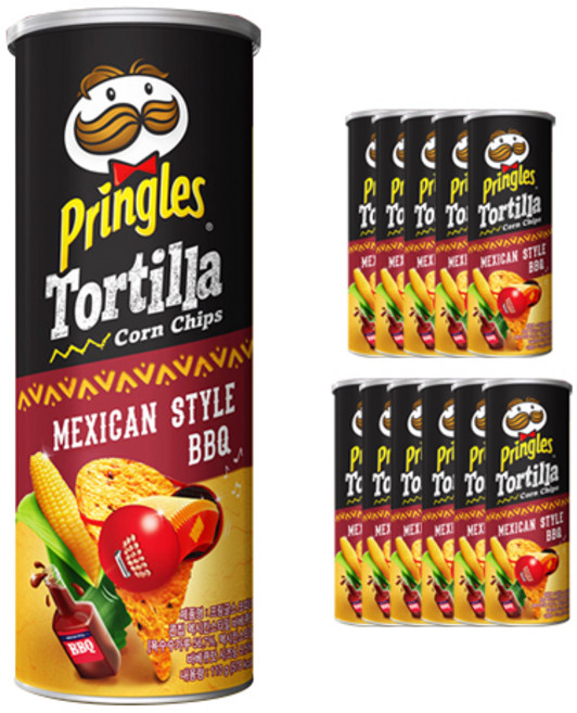 프링글스 또띠아콘칩 멕시칸스타일 바베큐맛, 110g, 12개입
