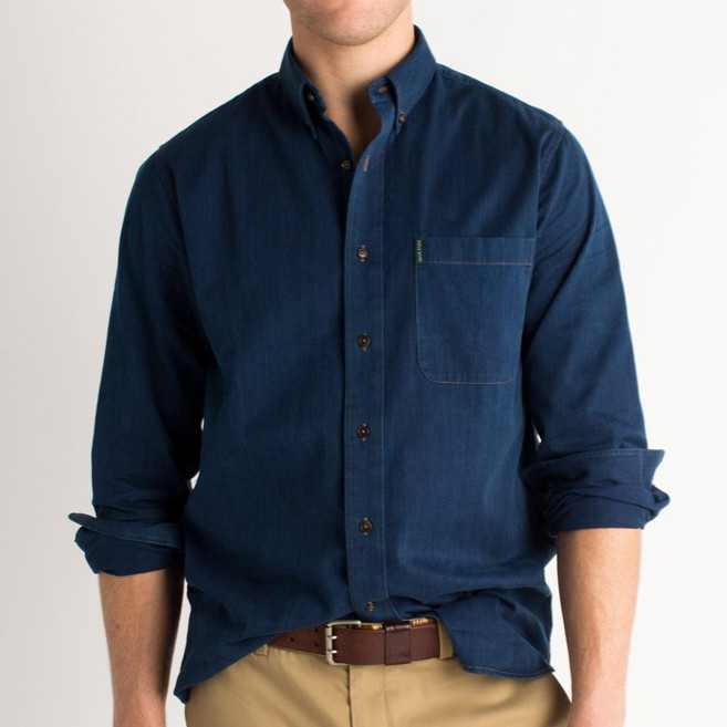 덕헤드 남성용 데님 버튼다운 셔츠