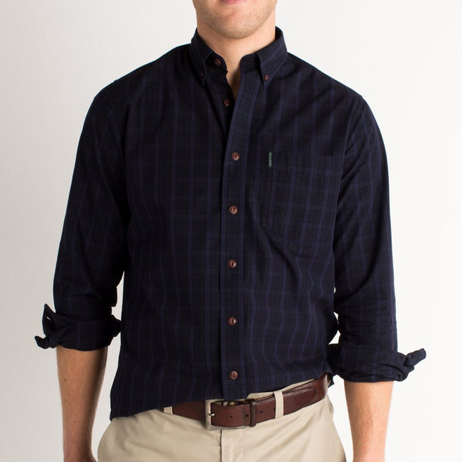 덕헤드 남성용 오버다이 격자 무늬 버튼다운 셔츠