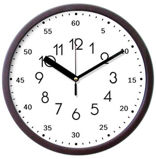 브론즈하우스 교육용 무소음 벽시계 EDU-041 L, 브라운
