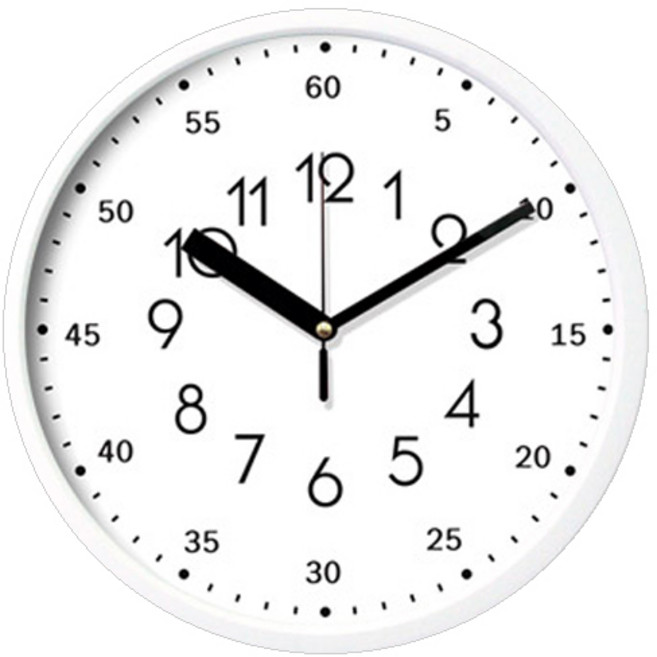 브론즈하우스 교육용 무소음 벽시계 EDU-041 L, 화이트