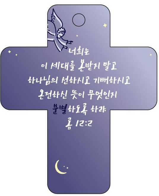 조이랜드 성경말씀 차량용 걸이 cross 3 롬12장2절, 남색, 1개