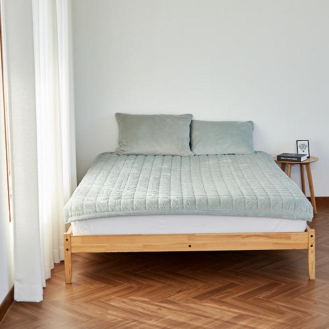 모던하우스 니코 소프트 극세사 민트 퀸 토퍼패드 155*205, 민트그레이