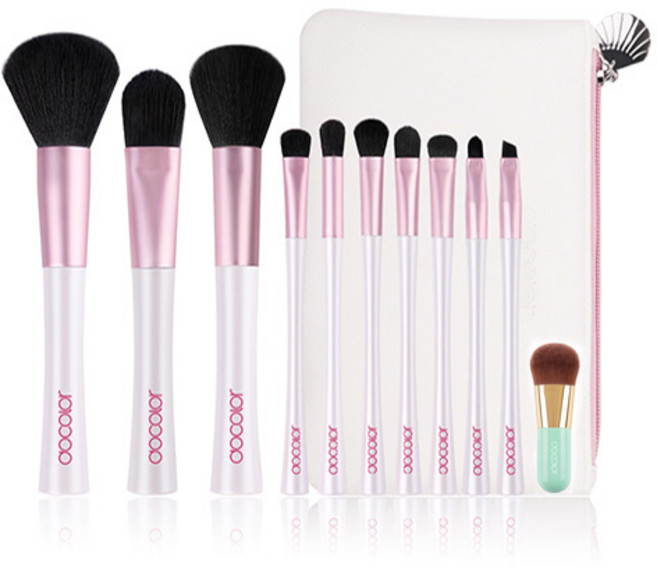 두칼라 머메이드 브러쉬 10p + 미니 가부키 민트 세트, 혼합 색상, 1개