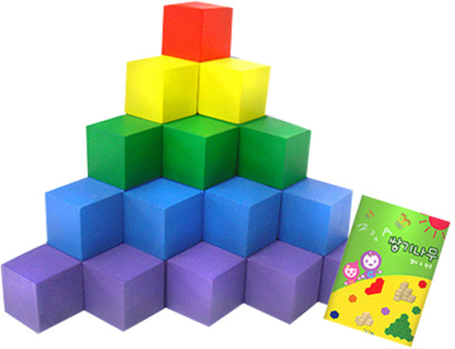 가베가족 2.5cm 고급형 칼라쌓기나무 100p + 미니북, 빨, 주, 노, 초, 파, 보, 1개