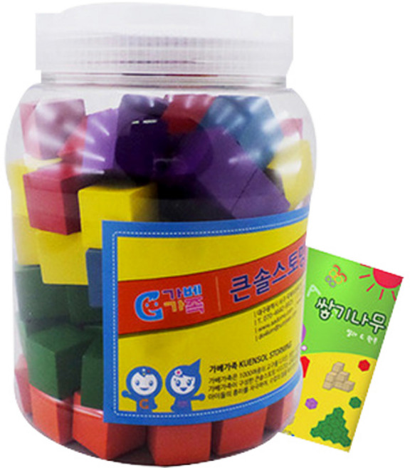 가베가족 2.5cm 실속형 칼라쌓기나무 100p + 미니북 + 보관통, 빨, 주, 노, 초, 파, 보, 1개