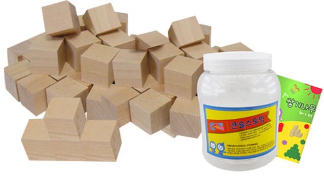 가베가족 3cm 쌓기나무 100p + 미니북 + 보관통, 원목, 1개