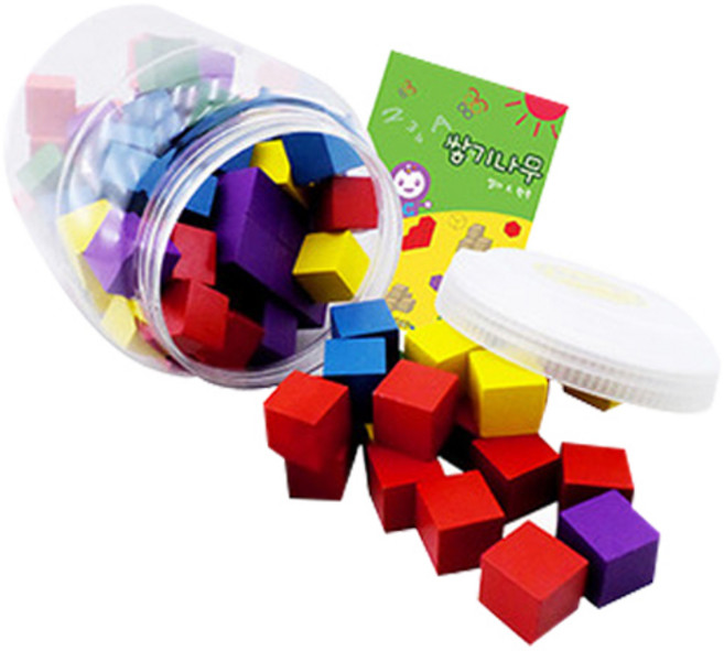 가베가족 큰솔 2.5cm 고급형 원목 칼라쌓기 100p + 미니북 + 보관통, 혼합색상, 1개