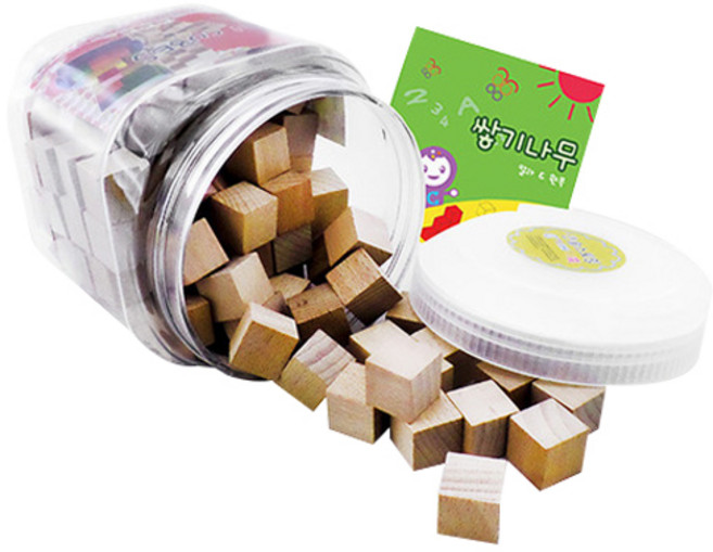 가베가족 비취 2.5cm 원목쌓기나무 100p + 미니북 + 보관통, 원목, 1개