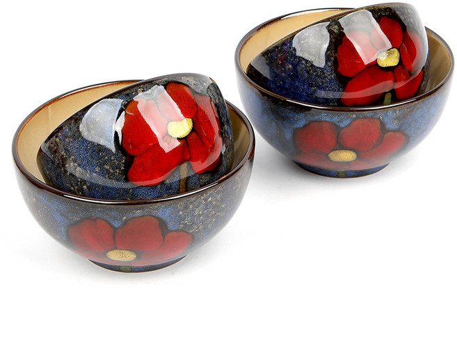 로얄에식스 소담 공기 2p + 대접 2p 세트, 코발트, 1세트