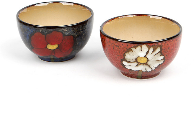 로얄에식스 소담 공기 2p 세트, 레드,코발트, 1세트