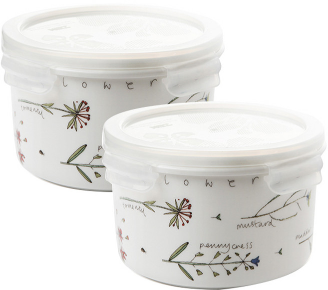 韓國 ZEN Meadow Flower 圓形密封容器 中 H, 2個, 750ml