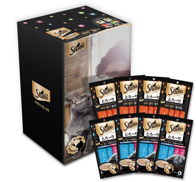 쉬바 멜티 고양이 간식파우치 참치맛 4p + 가다랑어 2가지 맛 4p, 1세트