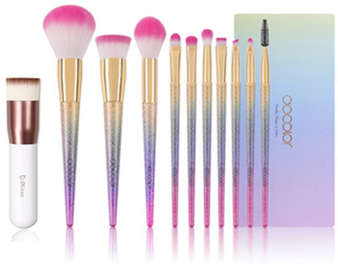 두칼라 판타지 플랫탑 메이크업 브러쉬 11p 세트, 혼합 색상, 1개