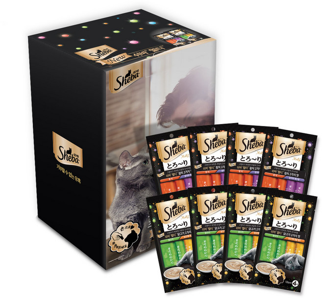 쉬바 멜티 고양이 간식 닭고기 2가지 맛 4p + 참치맛 4p, 닭고기 + 닭고기와흰살생선, 참치, 1세트