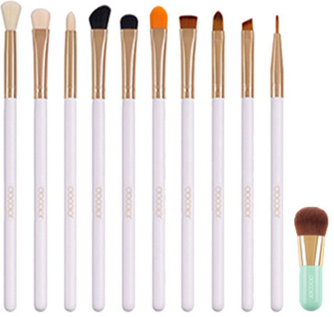 두칼라 화이트 아이브러쉬 앤 미니 가부키 민트 11p 세트, 혼합 색상, 1개