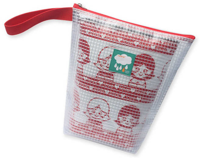 큐트에코 NEW 투명 방수 네임 라벨 보냉 파우치 + 투명 롱 파우치 + 미니 보냉제 3p, 레드 + 레드아이