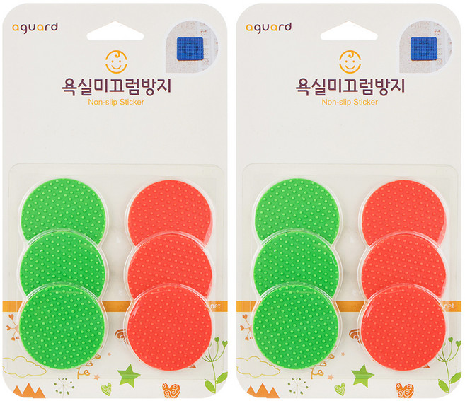 SUNFLOWER 욕실 미끄럼방지 원형 스티커 그린 3p + 레드 3p, 2세트