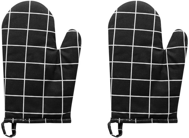 북유럽 주방장갑, 체크블랙, 2개